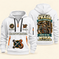 Ironworker Pride in the Trade Quarter-Zip Hoodie in White, authentic overlapping front and back views with ironworker artwork and source sample name/year lettering.