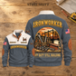 Ironworker Steel Shift Sports Sweatshirt in Grey, source-faithful front and back views on a warm wooden workbench, with STEEL SHIFT headline.