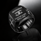 Black-finish Ironworker Signature Crest signet ring with bolted I-beam and pointed spud-wrench engraving, and illustrated CUSTOM NAME and SINCE 2000 text