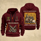 Ironworker Trade For Life Quarter-Zip Hoodie in Wine Red, full authentic front and back views with matching ironworker tools and equipment artwork, original sample name/year, niche-specific ONCE A headline and original ALWAYS A CRAFTSMAN footer.