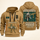 Sprinkler Fitter Built For The Everyday Quarter-Zip Hoodie in Khaki, full authentic front and back views with matching sprinkler fitter tools and equipment artwork, original sample name/year and Built For The Everyday planning theme.