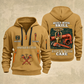 Sprinkler Fitter Built With Skill Quarter-Zip Hoodie in Khaki, full authentic front and back views with matching sprinkler fitter tools and equipment artwork, original sample name/year and Built With Skill slogan.