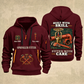 Sprinkler Fitter Built With Skill Quarter-Zip Hoodie in Wine Red, full authentic front and back views with matching sprinkler fitter tools and equipment artwork, original sample name/year and Built With Skill slogan.