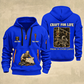 Sprinkler Fitter Craft For Life Quarter-Zip Hoodie in Blue, full authentic front and back views with matching sprinkler fitter tools and equipment artwork, original sample name/year and Craft For Life slogan.