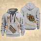 Sprinkler Fitter Flow of Craft Quarter-Zip Hoodie in Light Grey, full authentic front and back views with matching sprinkler fitter tools and equipment artwork, original sample name/year and curved gold occupation lettering.