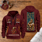 Sprinkler Fitter Daily Groundwork Quarter-Zip Hoodie in Wine Red, complete front and back pair with circular pocket-art detail