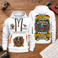 Sprinkler Fitter Every Joint Counts Quarter-Zip Hoodie in White, full front and back views on a sprinkler fitter workbench.