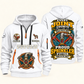 Sprinkler Fitter Every Joint Counts Quarter-Zip Hoodie in White, authentic overlapping front and back views with sprinkler fitter artwork and source sample name/year lettering.