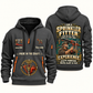 Sprinkler Fitter Experience Keeps Working Quarter-Zip Hoodie in Gray, authentic overlapping front and back views with sprinkler fitter artwork and source sample name/year lettering.
