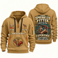 Sprinkler Fitter Experience Keeps Working Quarter-Zip Hoodie in Khaki, authentic overlapping front and back views with sprinkler fitter artwork and source sample name/year lettering.