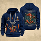Sprinkler Fitter Proud of the Trade Quarter-Zip Hoodie in Navy, full authentic front and back views with matching sprinkler fitter tools and equipment artwork, original sample name/year and once-and-always trade motto.