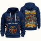Sprinkler Fitter Hands That Power Quarter-Zip Hoodie in Navy, authentic overlapping front and back views with sprinkler fitter artwork and source sample name/year lettering.