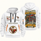 Sprinkler Fitter Hands That Power Quarter-Zip Hoodie in White, authentic overlapping front and back views with sprinkler fitter artwork and source sample name/year lettering.