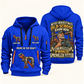 Sprinkler Fitter Old School Know-How quarter-zip hoodie in Blue, front and back, fixed sample name and year artwork