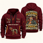 Sprinkler Fitter Old School Know-How quarter-zip hoodie in Wine Red, front and back, fixed sample name and year artwork