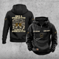 Sprinkler Fitter Once and Always Vintage Hoodie in Black, front and back views with work boots and a fire-suppression sprinkler head, steel pipe fittings and a pipe wrench, coordinated sleeve and chest emblems, and illustrative sample text CUSTOM NAME and SINCE 2000.