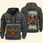Sprinkler Fitter Pride in the Trade Quarter-Zip Hoodie in Gray, authentic overlapping front and back views with sprinkler fitter artwork and source sample name/year lettering.