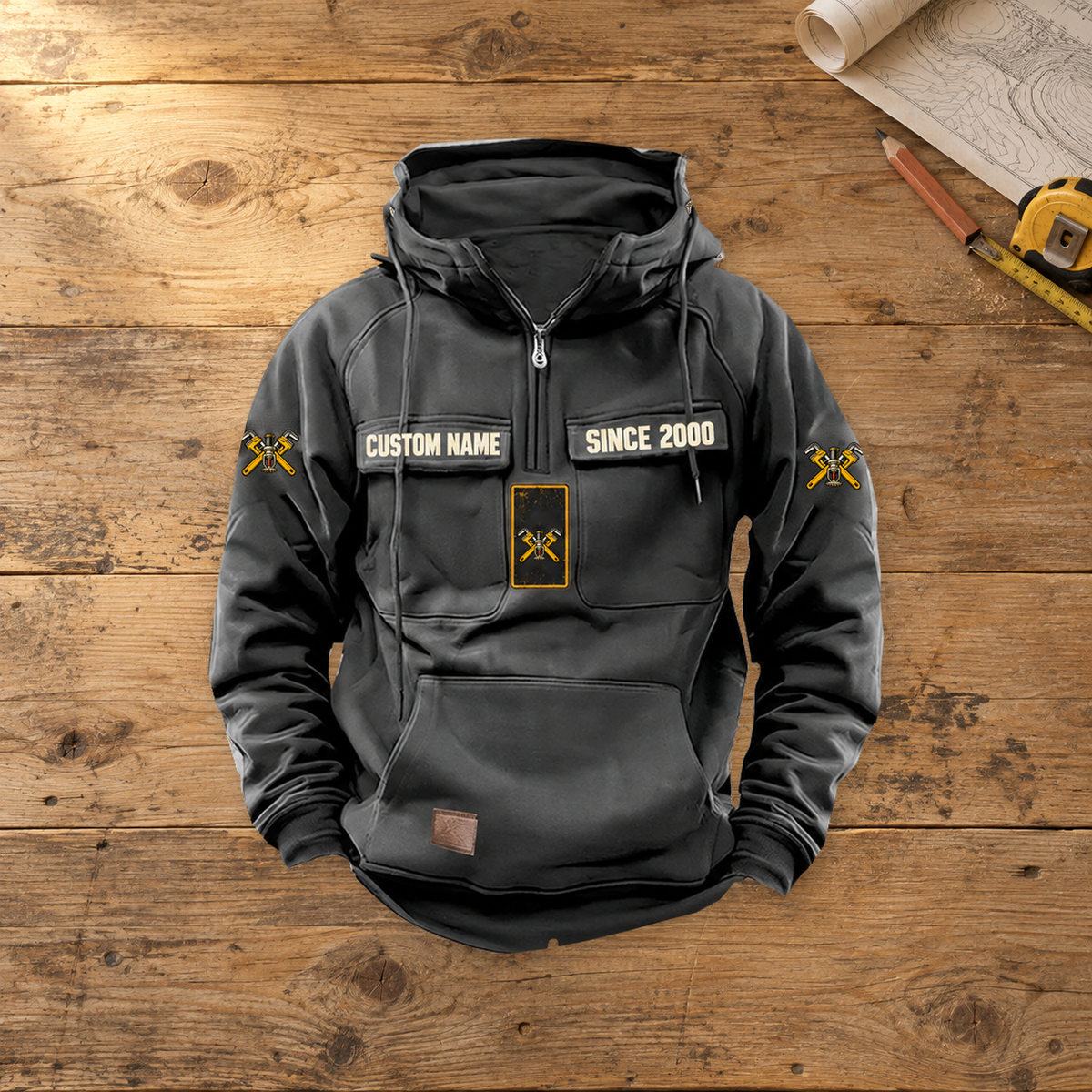 Sprinkler Fitter Proud Walk Vintage Hoodie, Dark Gray hero.