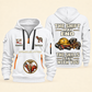 Sprinkler Fitter Skills Stay With You Quarter-Zip Hoodie in White, full authentic front and back views with matching sprinkler fitter tools and equipment artwork, original sample name/year and Skills Stay With You slogan.