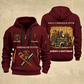 Sprinkler Fitter Trade For Life Quarter-Zip Hoodie in Wine Red, full authentic front and back views with matching sprinkler fitter tools and equipment artwork, original sample name/year, niche-specific ONCE A headline and original ALWAYS A CRAFTSMAN footer.