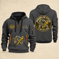 Sprinkler Fitter Fitting With Pride Quarter-Zip Hoodie in Gray, full authentic front and back views with matching sprinkler fitter tools and equipment artwork, original sample name/year and trade-pride badge lettering.