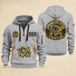 Sprinkler Fitter Fitting With Pride Quarter-Zip Hoodie in Light Grey, full authentic front and back views with matching sprinkler fitter tools and equipment artwork, original sample name/year and trade-pride badge lettering.