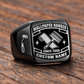 Black-finish Wallpaper Hanger Black Face Badge signet ring with crossed wallpaper roll and pasting brush, smooth seam-roller shoulder icon, and illustrated CUSTOM NAME and SINCE 2000 text