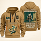 Wallpaper Hanger Built For The Everyday Quarter-Zip Hoodie in Khaki, full authentic front and back views with matching wallpaper hanger tools and equipment artwork, original sample name/year and Built For The Everyday planning theme.