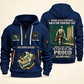 Wallpaper Hanger Built For The Everyday Quarter-Zip Hoodie in Navy, full authentic front and back views with matching wallpaper hanger tools and equipment artwork, original sample name/year and Built For The Everyday planning theme.