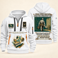 Wallpaper Hanger Built For The Everyday Quarter-Zip Hoodie in White, full authentic front and back views with matching wallpaper hanger tools and equipment artwork, original sample name/year and Built For The Everyday planning theme.