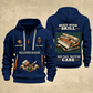 Wallpaper Hanger Built With Skill Quarter-Zip Hoodie in Navy, full authentic front and back views with matching wallpaper hanger tools and equipment artwork, original sample name/year and Built With Skill slogan.