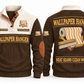Wallpaper Hanger Clean Craft Sports Sweatshirt in Brown, front and source-visible back with occupation artwork, cream collar and sample YOUR NAME and SINCE 2000 text