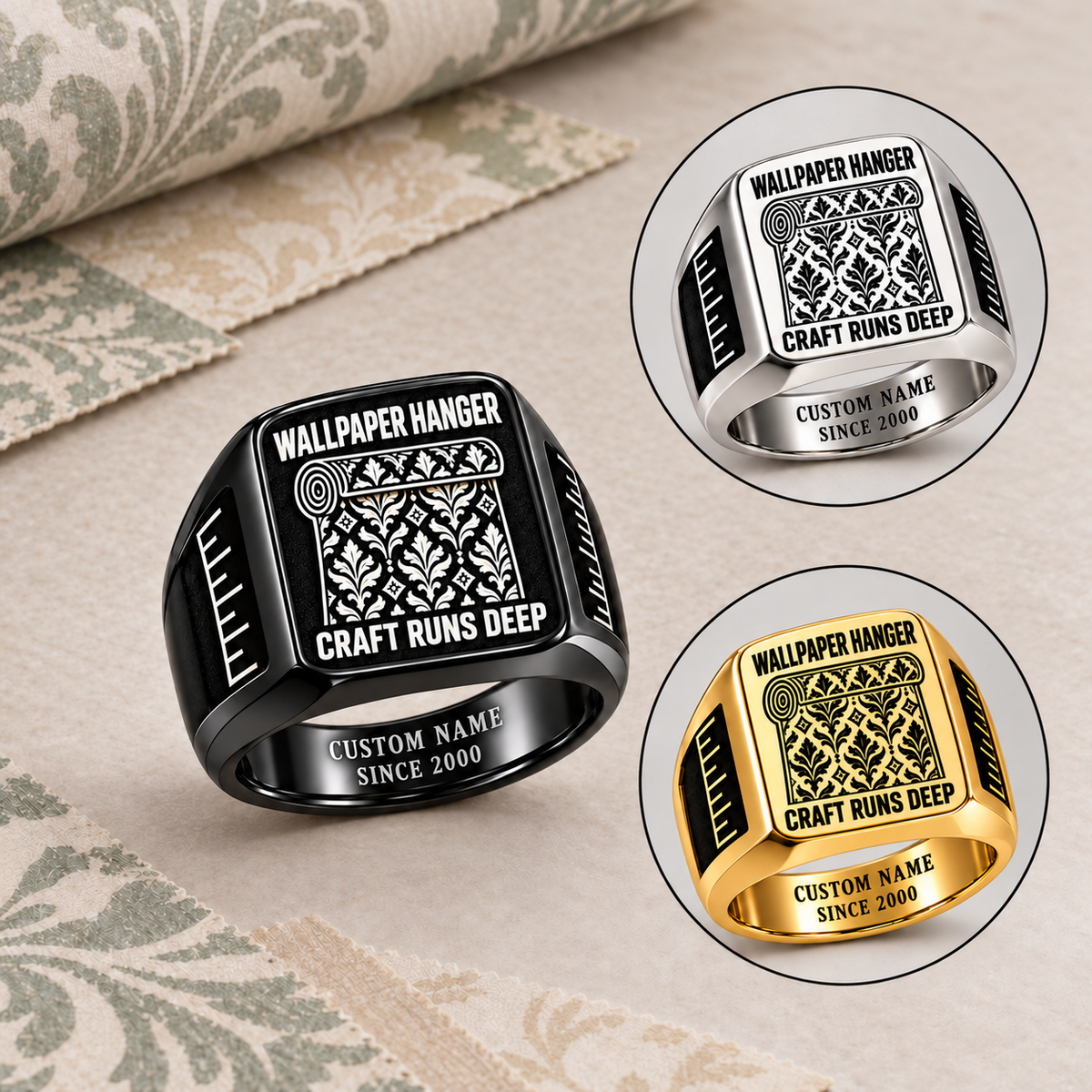 Wallpaper Hanger Craft Runs Deep Signet Ring – Hero with CUSTOM NAME and SINCE 2000