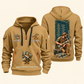 Wallpaper Hanger Daily Groundwork Quarter-Zip Hoodie in Khaki, complete front and back views