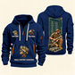 Wallpaper Hanger Daily Groundwork Quarter-Zip Hoodie in Navy, complete front and back views