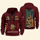 Wallpaper Hanger Daily Groundwork Quarter-Zip Hoodie in Wine Red, complete front and back views