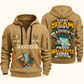 Wallpaper Hanger Every Seam Counts Quarter-Zip Hoodie in Khaki, authentic overlapping front and back views with wallpaper hanger artwork and source sample name/year lettering.