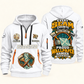 Wallpaper Hanger Every Seam Counts Quarter-Zip Hoodie in White, authentic overlapping front and back views with wallpaper hanger artwork and source sample name/year lettering.
