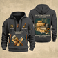 Wallpaper Hanger Proud of the Trade Quarter-Zip Hoodie in Gray, full authentic front and back views with matching wallpaper hanger tools and equipment artwork, original sample name/year and once-and-always trade motto.