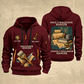 Wallpaper Hanger Proud of the Trade Quarter-Zip Hoodie in Wine Red, full authentic front and back views with matching wallpaper hanger tools and equipment artwork, original sample name/year and once-and-always trade motto.