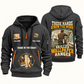Wallpaper Hanger Hands That Power Quarter-Zip Hoodie in Gray, authentic overlapping front and back views with wallpaper hanger artwork and source sample name/year lettering.