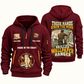 Wallpaper Hanger Hands That Power Quarter-Zip Hoodie in Wine Red, authentic overlapping front and back views with wallpaper hanger artwork and source sample name/year lettering.