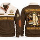 Wallpaper Hanger Hands Behind the Trade Sports Sweatshirt in Brown, front and back with wallpaper roll, smoothing brush and seam roller, plus illustrative sample name and year.