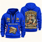 Wallpaper Hanger Old School Know-How quarter-zip hoodie in Blue, front and back, fixed sample name and year artwork