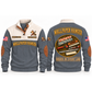 Wallpaper Hanger Finishing Order Sports Sweatshirt in Grey, front and back garment views with aligned wallpaper samples, smoothing brush, seam roller, trimming knife and ruler, orderly top-down trade equipment, ORDER IN EVERY LINE lettering and source sample YOUR NAME and SINCE 2000 text.