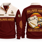 Wallpaper Hanger Plan Check Hang Sports Sweatshirt in Jujube Red, original front and back views. Wallpaper rolls, a paste brush and a seam roller over a plan sheet and pencil within a distressed sunset roundel. WALLPAPER HANGER and PLAN CHECK HANG lettering; YOUR NAME and SINCE 2000 are fixed illustrative sample text.