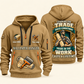 Wallpaper Hanger Pride in the Trade Quarter-Zip Hoodie in Khaki, authentic overlapping front and back views with wallpaper hanger artwork and source sample name/year lettering.