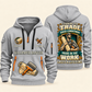 Wallpaper Hanger Pride in the Trade Quarter-Zip Hoodie in Light Grey, authentic overlapping front and back views with wallpaper hanger artwork and source sample name/year lettering.