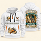 Wallpaper Hanger Pride in the Trade Quarter-Zip Hoodie in White, authentic overlapping front and back views with wallpaper hanger artwork and source sample name/year lettering.