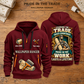 Wallpaper Hanger Pride in the Trade Quarter-Zip Hoodie in Wine Red, full front and back views on a wallpaper hanger workbench.